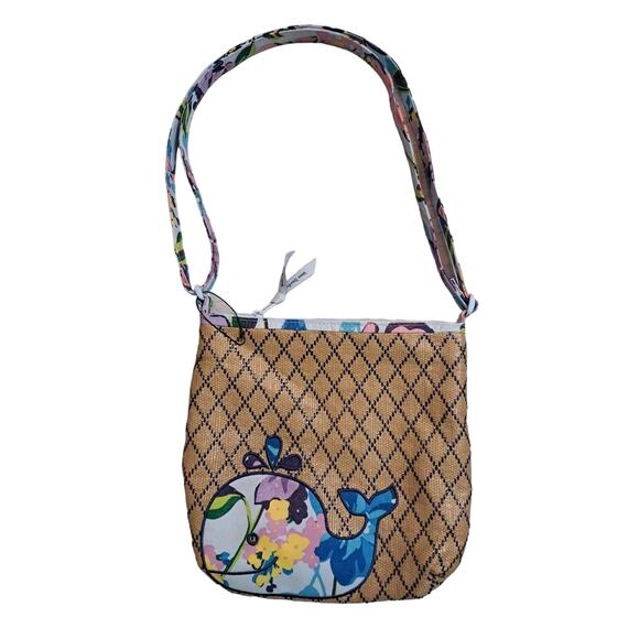Vera Bradley Handbags - Vera Bradley Beach Marian Floral Whale Crossbody Bag Purse Raffia/Straw Boho